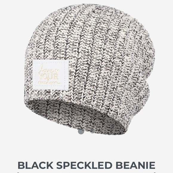 Love Your Melon Accessories - Black speckled LYM beanie w/ white&gold foil patch